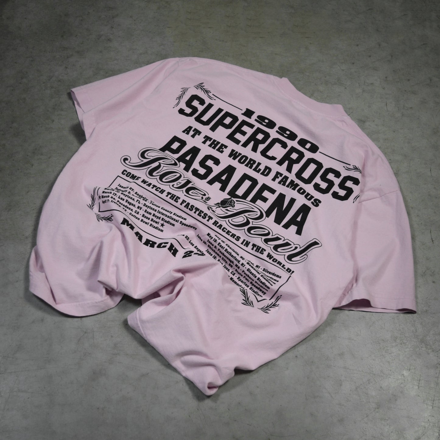 Dirt Studios® 1990 Pasadena Supercross T-Shirt - Vintage Pink