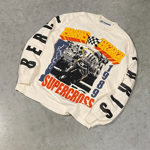 Dirt Studios® 1989 Paris-Bercy Supercross Heavyweight Long Sleeve T-Shirt - Vintage Cream