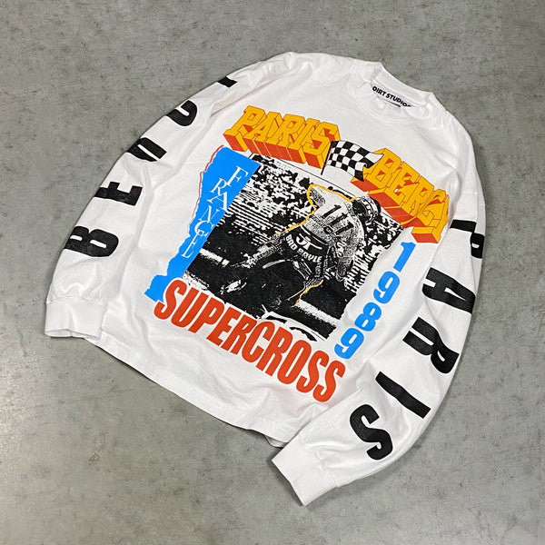 Dirt Studios® 1989 Paris-Bercy Supercross Heavyweight Long Sleeve T-Shirt - White