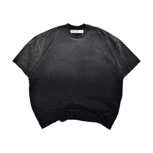220 GSM Distressed Oversized Single Stitch T-Shirt - Vintage Black