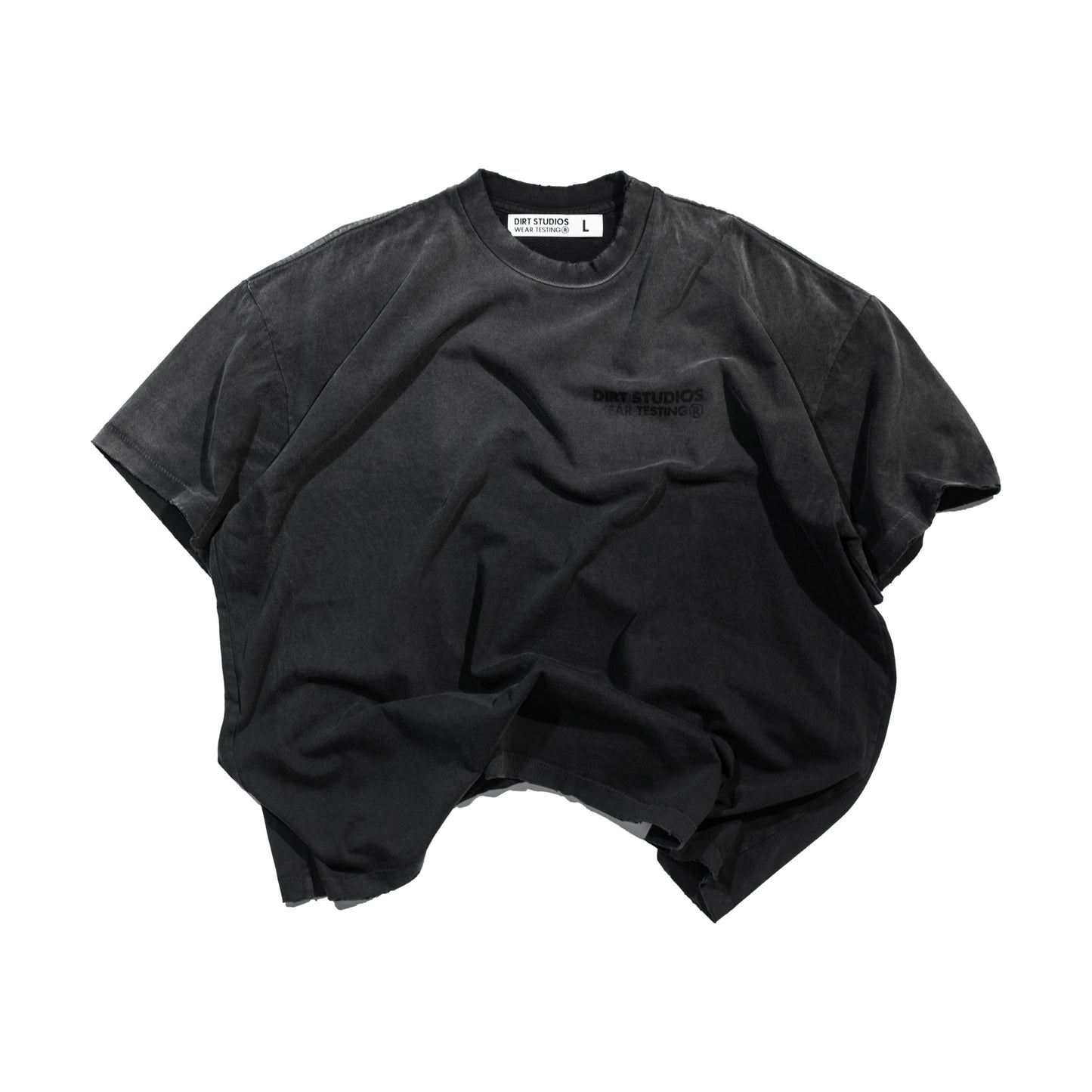 220 GSM Distressed Oversized Single Stitch T-Shirt - Faded Black
