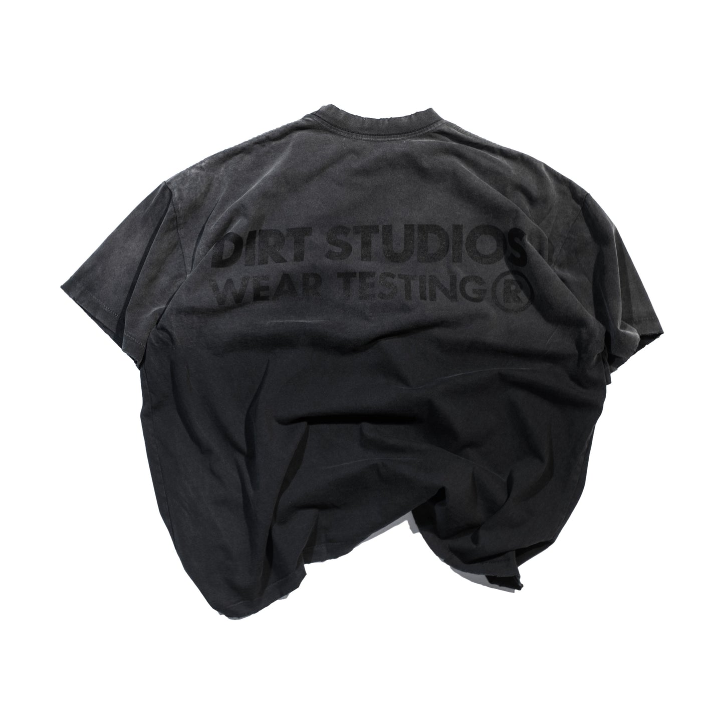 220 GSM Distressed Oversized Single Stitch T-Shirt - Faded Black