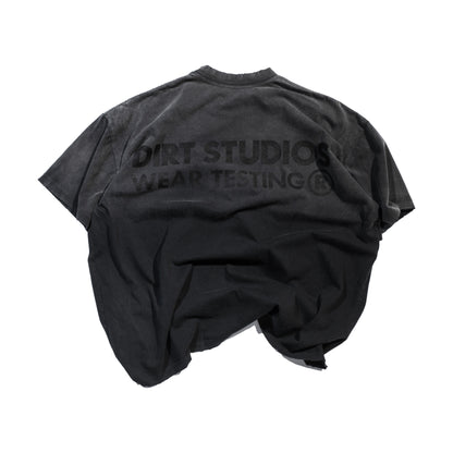 220 GSM Distressed Oversized Single Stitch T-Shirt - Faded Black