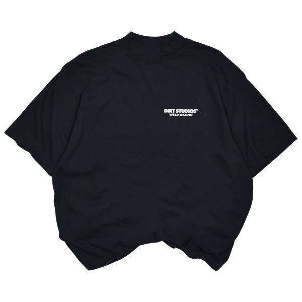 220 GSM Oversized Mock Neck T-Shirt - Washed Black