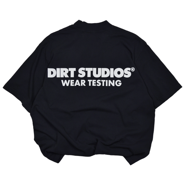 220 GSM Oversized Mock Neck T-Shirt - Washed Black
