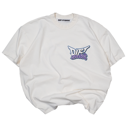 Oversized Single Stitch T-Shirt - Bone / Tahoe Blue