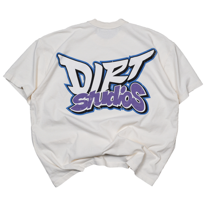 Oversized Single Stitch T-Shirt - Bone / Tahoe Blue