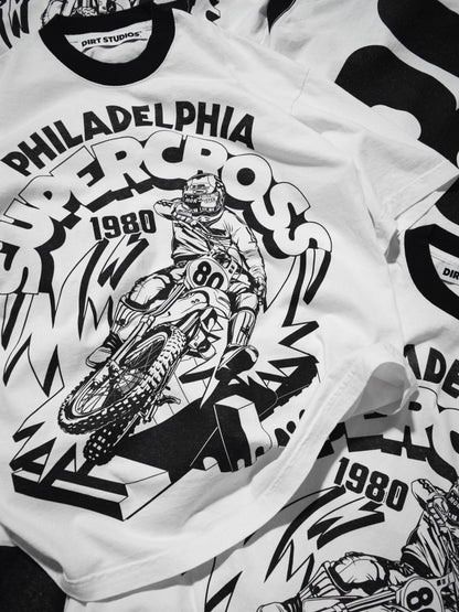 Dirt Studios® 1980 Philadelphia Supercross T-Shirt - White / Black