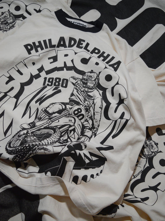 Dirt Studios® 1980 Philadelphia Supercross T-Shirt - Vintage Cream / Black