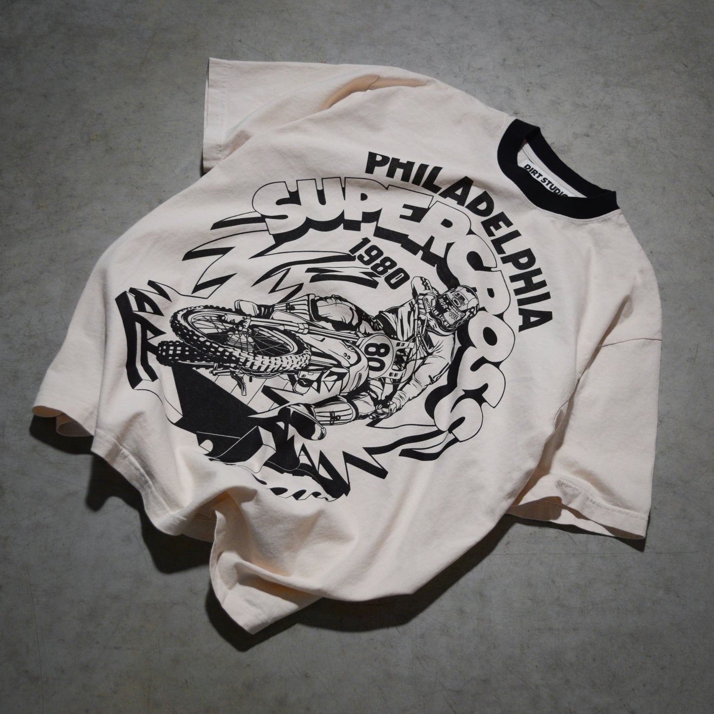 Dirt Studios® 1980 Philadelphia Supercross T-Shirt - Vintage Cream / Black