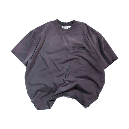 220 GSM Distressed Oversized Single Stitch T-Shirt - Faded Plum