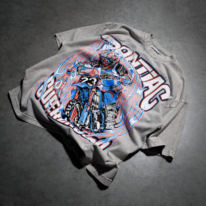 Dirt Studios® 2001 Pontiac Supercross T-Shirt - Mineral Wash Stone / Flo Orange