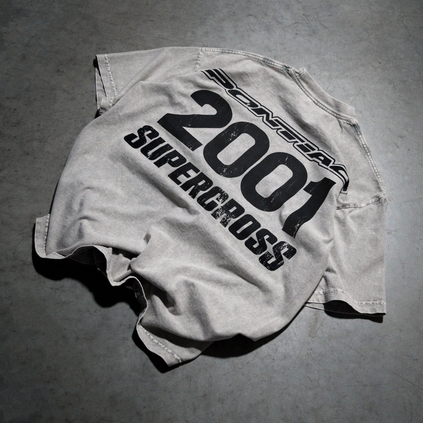 Dirt Studios® 2001 Pontiac Supercross T-Shirt - Mineral Wash Stone / Flo Orange