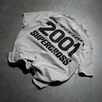 Dirt Studios® 2001 Pontiac Supercross T-Shirt - Mineral Wash Stone / Flo Orange