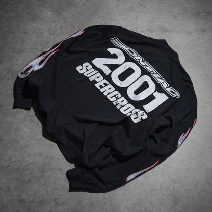 Dirt Studios® 2001 Pontiac Supercross Oversized Mock Neck Long Sleeve T-Shirt - Off-Black / Flo Orange