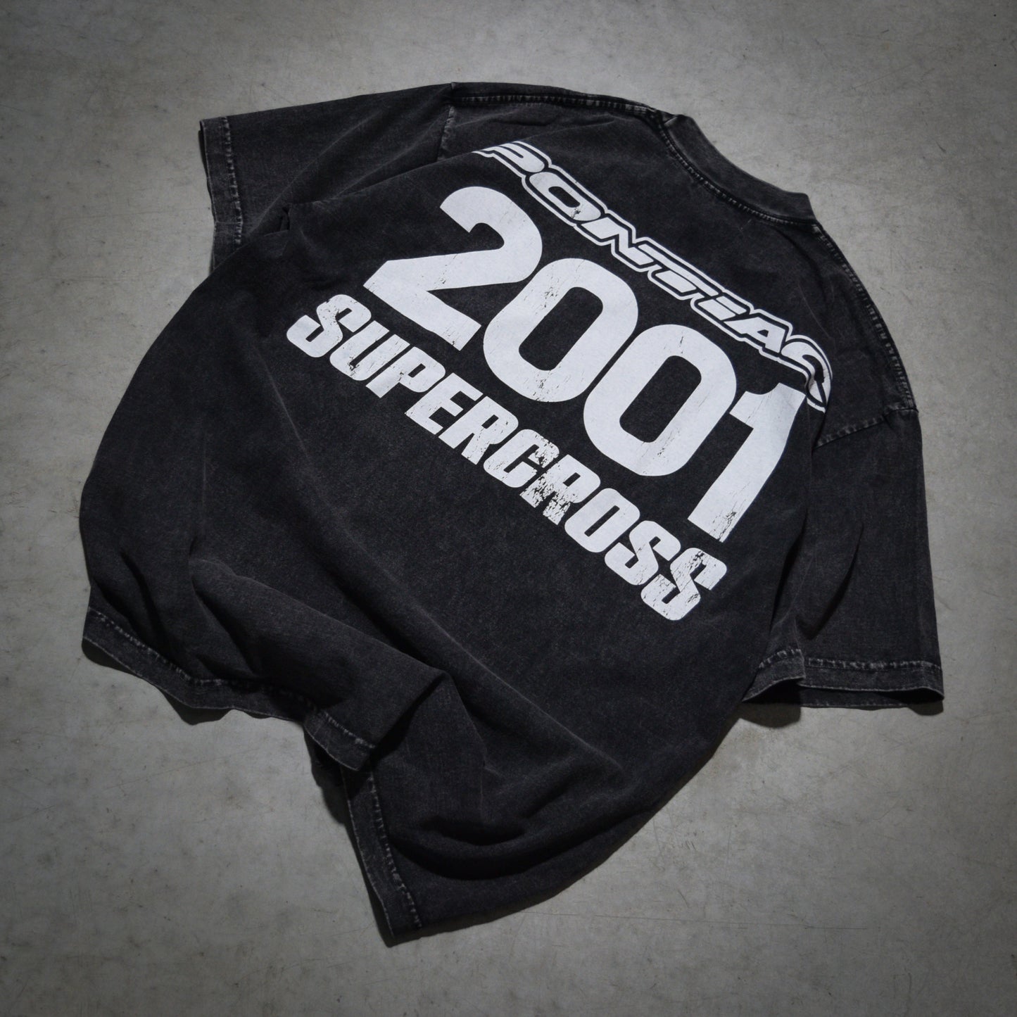 Dirt Studios® 2001 Pontiac Supercross T-Shirt - Mineral Wash Black / Flo Pink