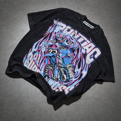 Dirt Studios® 2001 Pontiac Supercross T-Shirt - Mineral Wash Black / Flo Pink
